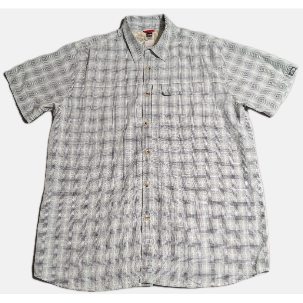 The North Face Plaid Hiking Shirt Mens XXL Green‎ Short Sleeve Button Up Outdoor